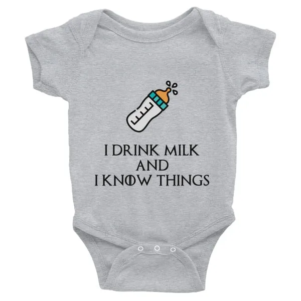I Drink Milk And Know Things Infant Bodysuit Funky Black Design - Image 2