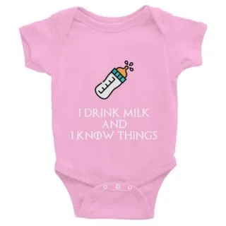 I Drink Milk And Know Things Infant Bodysuit Funky White Design